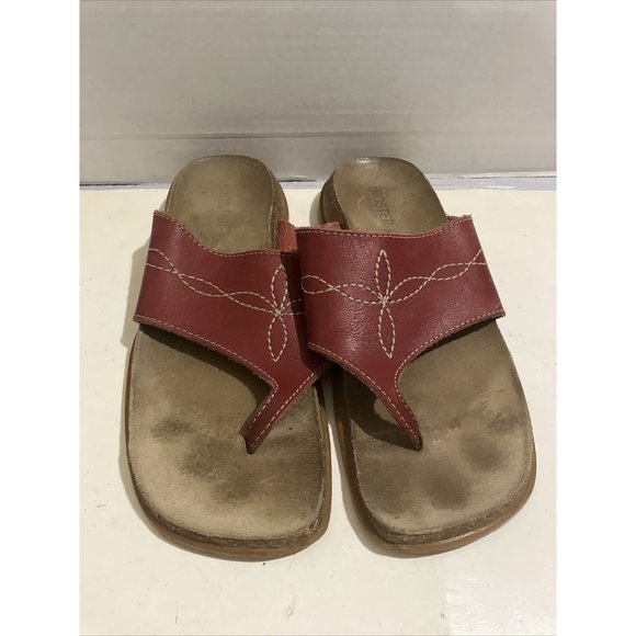 Biostep Women size 9 Red leather Comfy Walking Slides Sandals shoe Made In Spain - Picture 2 of 8